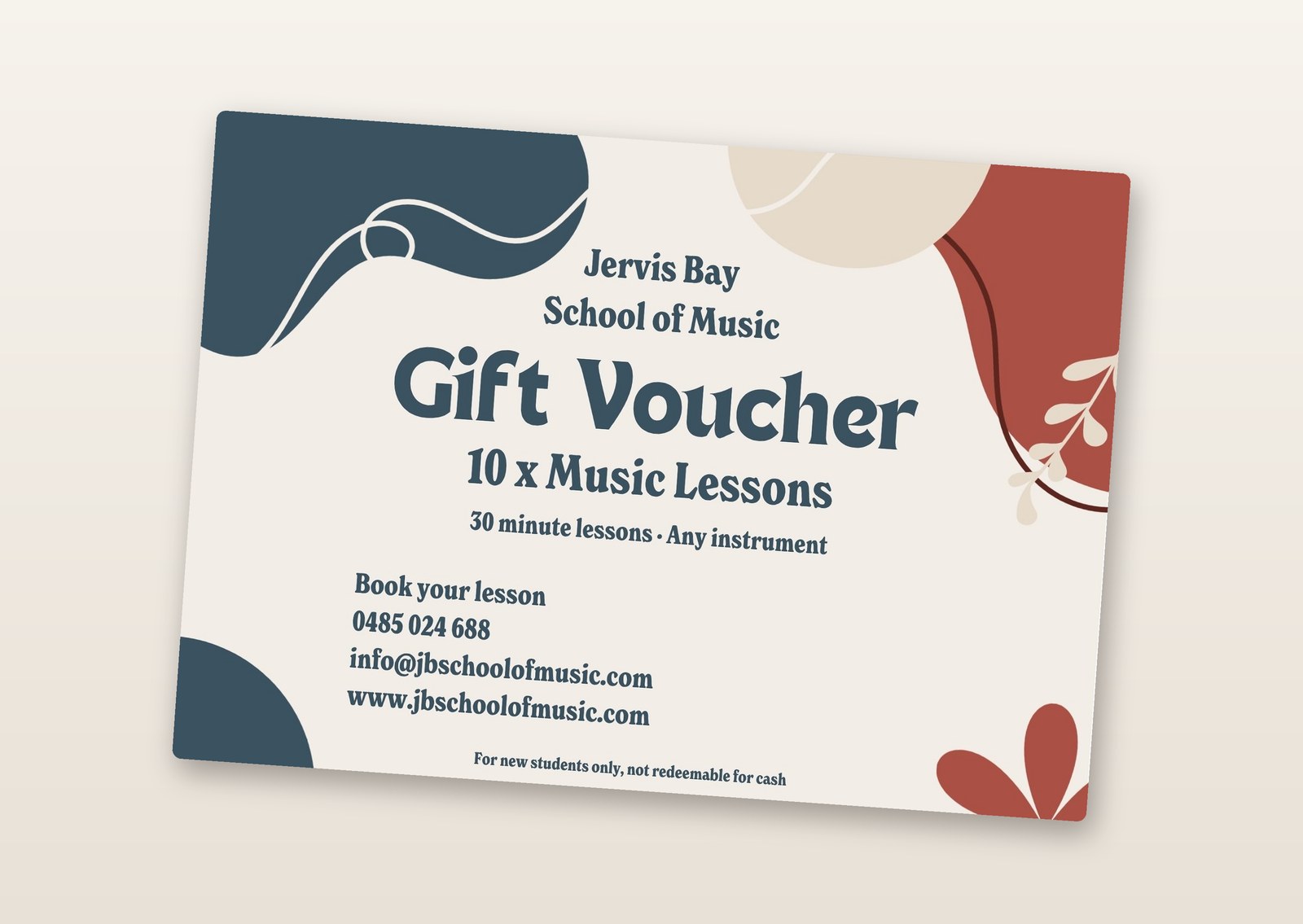10 x Music Lessons gift voucher