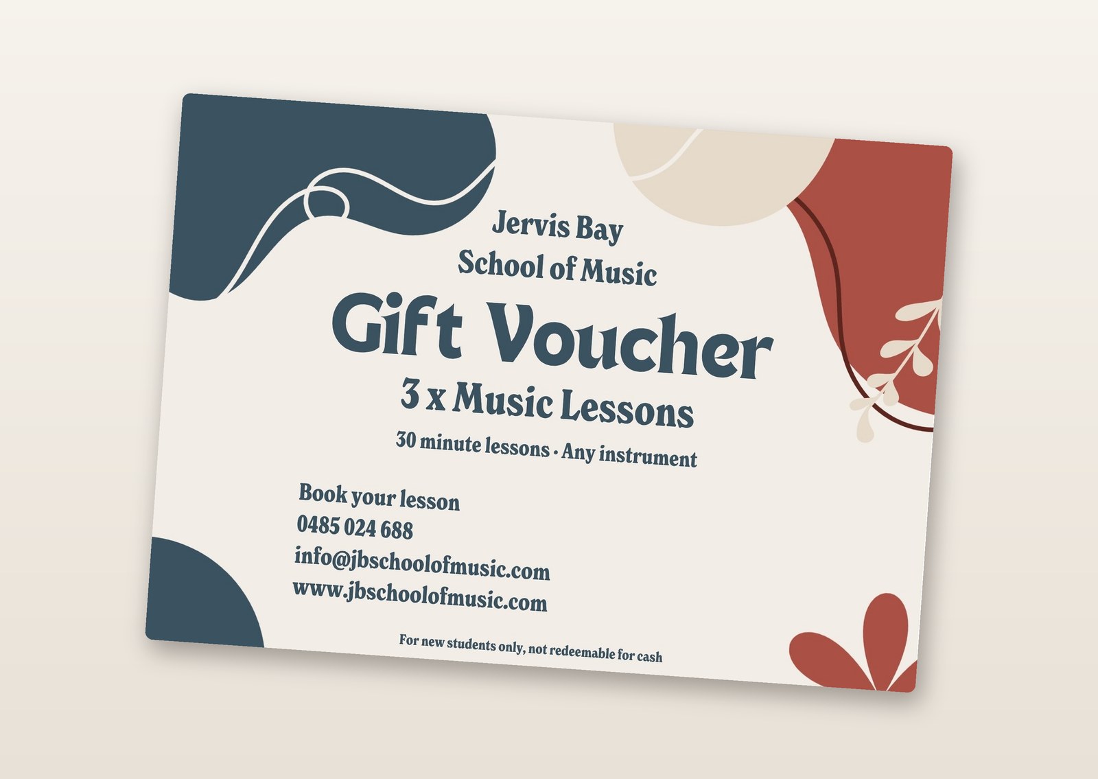 3 x Music Lessons gift voucher
